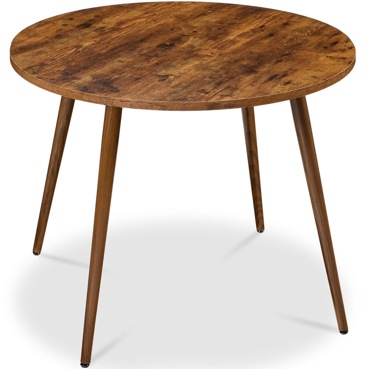Round Mid-Century Modern 35.5in Dining Table, Dinette for Home or Kitchen w/Wood Finish Steel Legs - product view 1