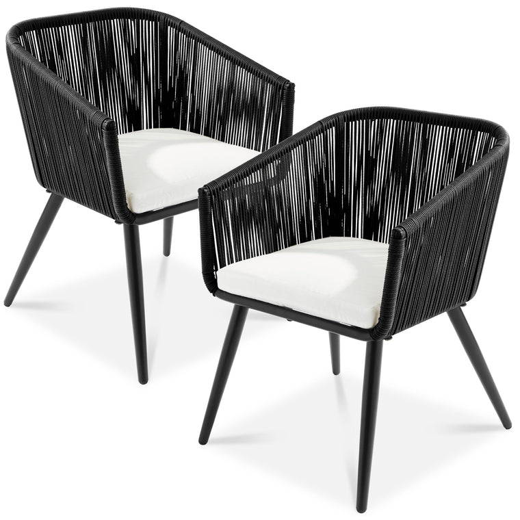 Set of 2 Outdoor Woven Wicker Patio Dining Chairs, 250lb Capacity - product view 1