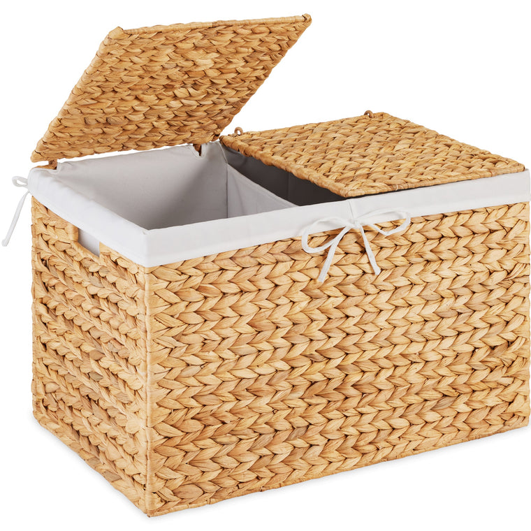 Large Storage Basket w/ Separate Lid, Washable Sectioned Liner Bag - product view 1