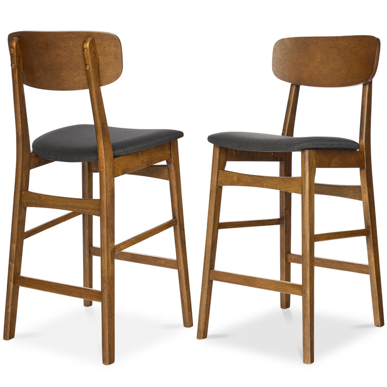 2-Piece Farmhouse Counter Height Bar Stool Set w/ Cushioned Seat, Backrest - product view 1