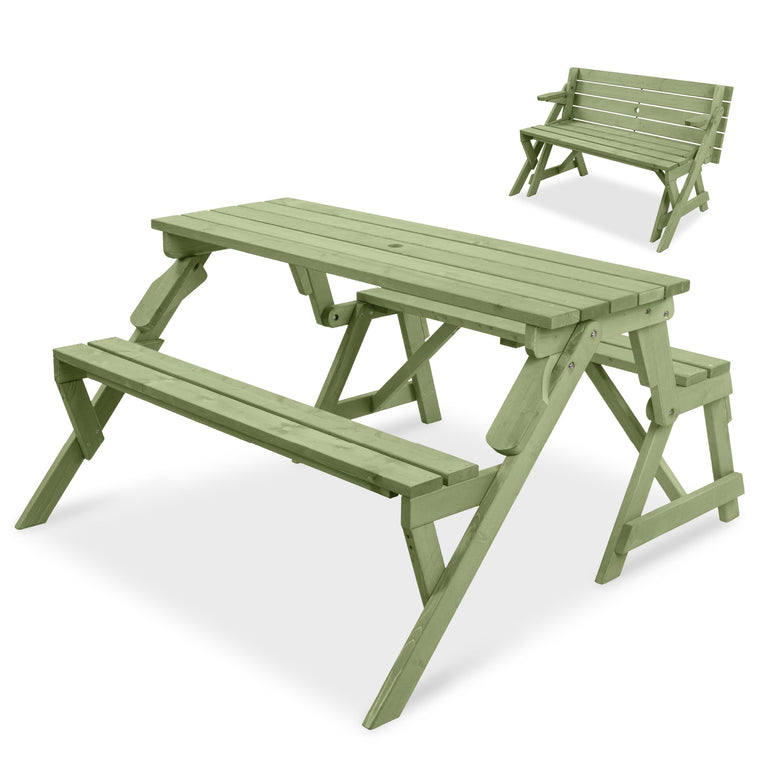 2-in-1 Outdoor Interchangeable Wooden Picnic Table/Garden Bench - product view 1