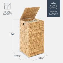 Small Laundry Hamper W/ Lid, Handwoven Laundry Basket, W/ Liner & Handles - product view 2