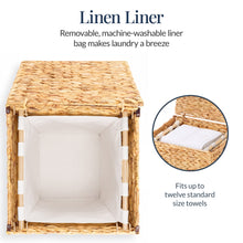 Small Laundry Hamper W/ Lid, Handwoven Laundry Basket, W/ Liner & Handles - product view 5