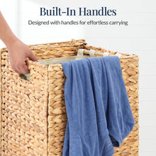 Small Laundry Hamper W/ Lid, Handwoven Laundry Basket, W/ Liner & Handles - product view 6