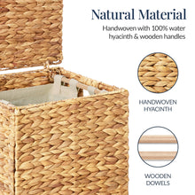 Small Laundry Hamper W/ Lid, Handwoven Laundry Basket, W/ Liner & Handles - product view 7