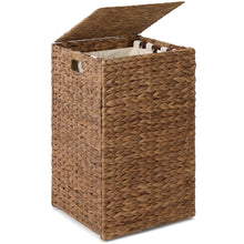 Small Laundry Hamper W/ Lid, Handwoven Laundry Basket, W/ Liner & Handles