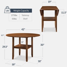 42" Round Drop Leaf Dining Table For 4, Solid Wood Table W/ Storage Shelf - product view 2