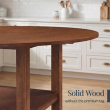 42" Round Drop Leaf Dining Table For 4, Solid Wood Table W/ Storage Shelf - product view 3