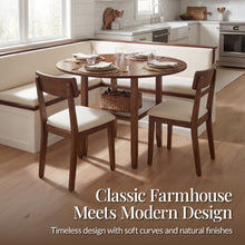 42" Round Drop Leaf Dining Table For 4, Solid Wood Table W/ Storage Shelf - product view 7