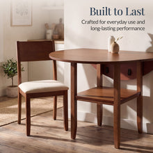 42" Round Drop Leaf Dining Table For 4, Solid Wood Table W/ Storage Shelf - product view 8