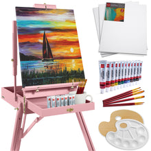 Art Easel for Painting, Portable Adjustable Tripod with 32-Piece Art Set