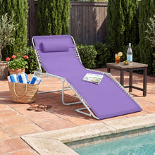 Portable Patio Chaise Lounge Chair Outdoor Recliner w/ Pillow - product view 2