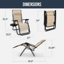 Padded Zero Gravity Recliner Lounger w/Side Tray - product view 2