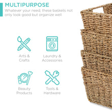 Set of 4 Seagrass Storage Tote Baskets, Laundry Organizer w/ Insert Handles - product view 3