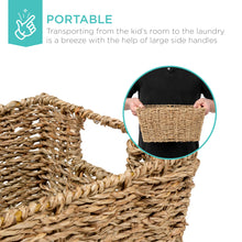 Set of 4 Seagrass Storage Tote Baskets, Laundry Organizer w/ Insert Handles - product view 4
