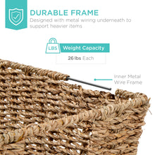 Set of 4 Seagrass Storage Tote Baskets, Laundry Organizer w/ Insert Handles - product view 5