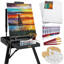 Art Easel for Painting, Portable Adjustable Tripod with 32-Piece Art Set