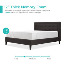 12in Medium-Plush Green Tea & Charcoal Gel Memory Foam Mattress - product view 3