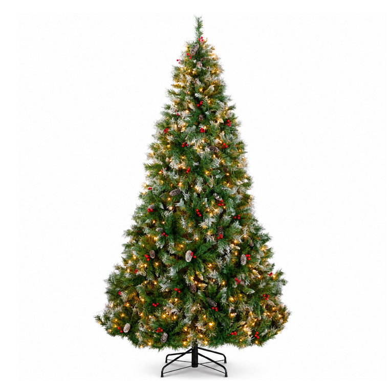 Christmas Tree PreLit Twinkling Lights Pre-Decorated Artificial Frosted Pine - product view 1