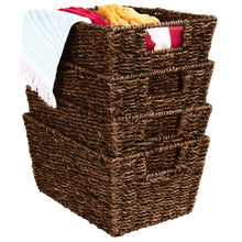 Set of 4 Seagrass Storage Tote Baskets, Laundry Organizer w/ Insert Handles - product view 7