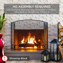 3-Panel Simple Steel Mesh Fireplace Screen w/ Worn Finish - 47.5x27.25in - product view 6