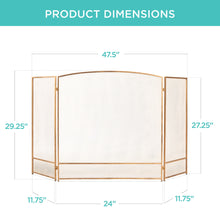 3-Panel Simple Steel Mesh Fireplace Screen w/ Worn Finish - 47.5x27.25in - product view 7