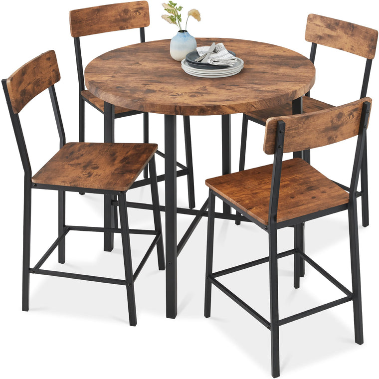 5-Piece Modern Round Counter Height Dining Set w/ 4 Chairs - product view 1