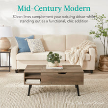 Wooden Mid-Century Modern Lift Top Coffee Table w/ Removable Shelf - product view 2