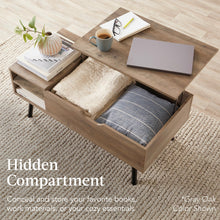 Wooden Mid-Century Modern Lift Top Coffee Table w/ Removable Shelf - product view 4
