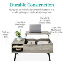 Wooden Mid-Century Modern Lift Top Coffee Table w/ Removable Shelf - product view 6
