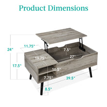Wooden Mid-Century Modern Lift Top Coffee Table w/ Removable Shelf - product view 7