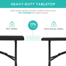 Portable Folding Plastic Dining Table w/ Handle, Lock - 4ft - product view 3