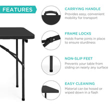 Portable Folding Plastic Dining Table w/ Handle, Lock - 4ft - product view 5