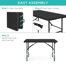 Portable Folding Plastic Dining Table w/ Handle, Lock - 4ft - product view 7