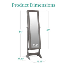 Full Length Freestanding Jewelry Mirror Armoire w/ Velvet Interior - product view 7