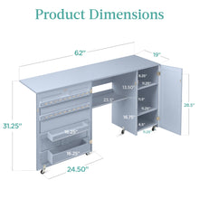 Large Portable Folding Sewing Table Multipurpose Craft Station w/ Wheels - product view 2