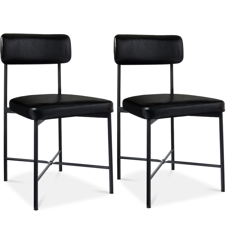 Dining Chair Set of 2, Faux Leather, Standard Height, Metal Frame - product view 1