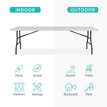 Portable Folding Plastic Dining Table w/ Handle, Lock - 8ft - product view 3