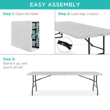 Portable Folding Plastic Dining Table w/ Handle, Lock - 8ft - product view 6