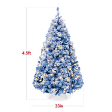 Pre-Lit Blue Flocked Artificial Pine Christmas Tree w/ White Lights - product view 2
