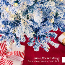 Pre-Lit Blue Flocked Artificial Pine Christmas Tree w/ White Lights - product view 6