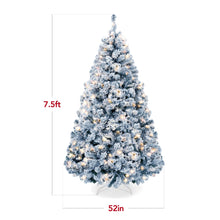 Pre-Lit Ice Blue Flocked Artificial Pine Christmas Tree w/ White Lights - product view 2