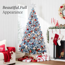 Pre-Lit Ice Blue Flocked Artificial Pine Christmas Tree w/ White Lights - product view 3