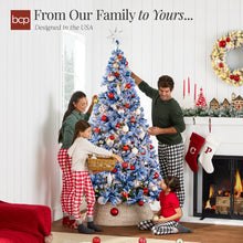 Pre-Lit Ice Blue Flocked Artificial Pine Christmas Tree w/ White Lights - product view 4