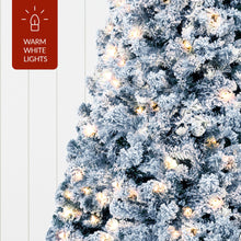 Pre-Lit Ice Blue Flocked Artificial Pine Christmas Tree w/ White Lights - product view 7