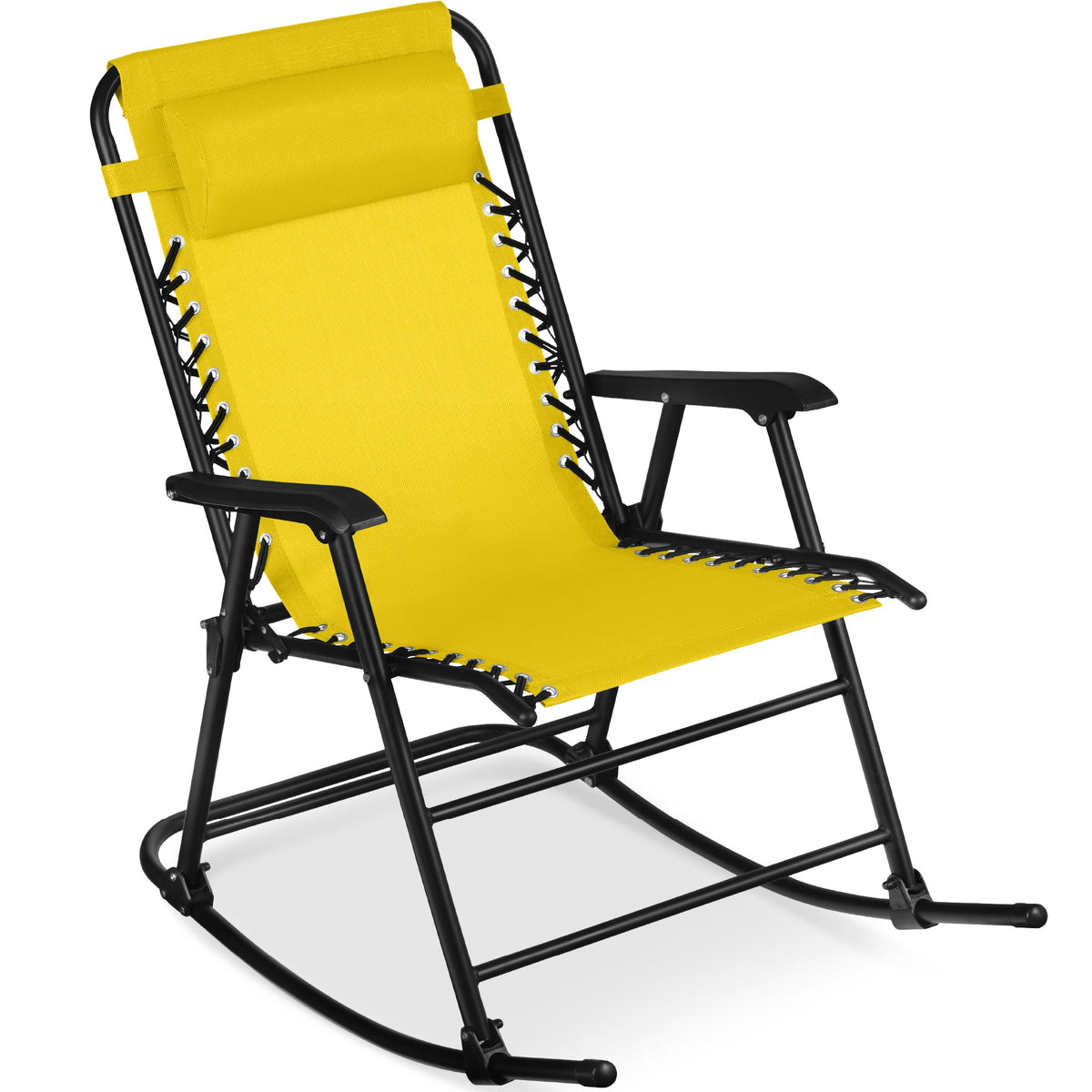 Folding Outdoor Zero Gravity Rocking Lounge Chair w/ Headrest Pillow - product view 1