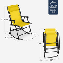 Folding Outdoor Zero Gravity Rocking Lounge Chair w/ Headrest Pillow - product view 2