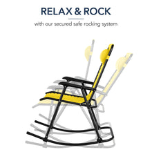 Folding Outdoor Zero Gravity Rocking Lounge Chair w/ Headrest Pillow - product view 3