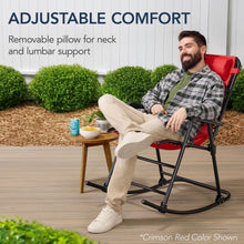 Folding Outdoor Zero Gravity Rocking Lounge Chair w/ Headrest Pillow - product view 5