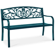 Steel Bench for Outdoor, Patio, Garden w/ Floral Design - 50in